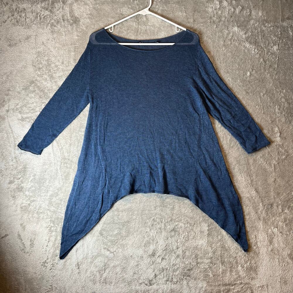 Peruvian Connection Blue‎ Handkerchief Asymmetrical Top Size M Pima Cotton